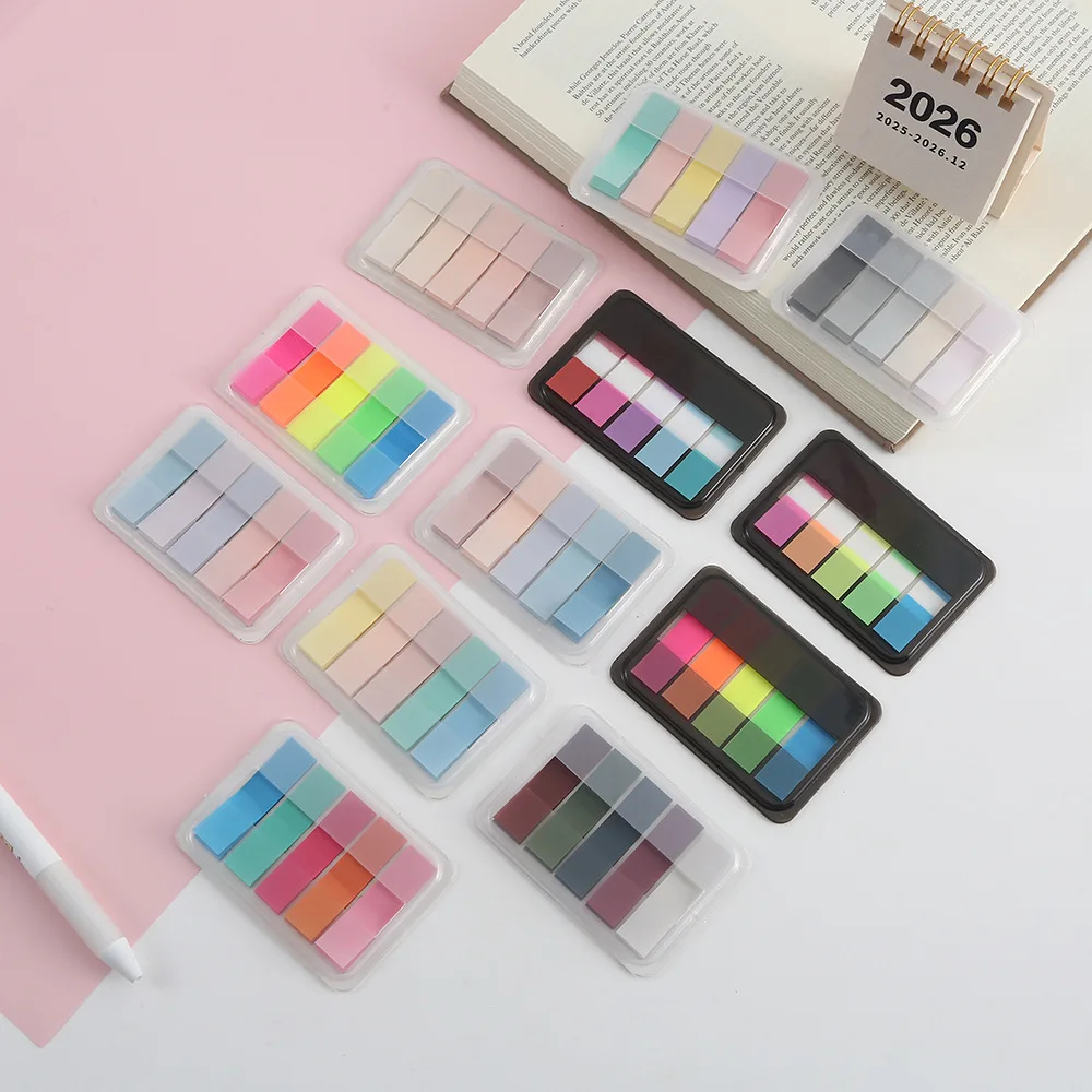 100Sheets Kawaii Self-Adhesive Transparent Sticky Notes Clear Page Markers Bookmarks for Book Annotation Office Stationery