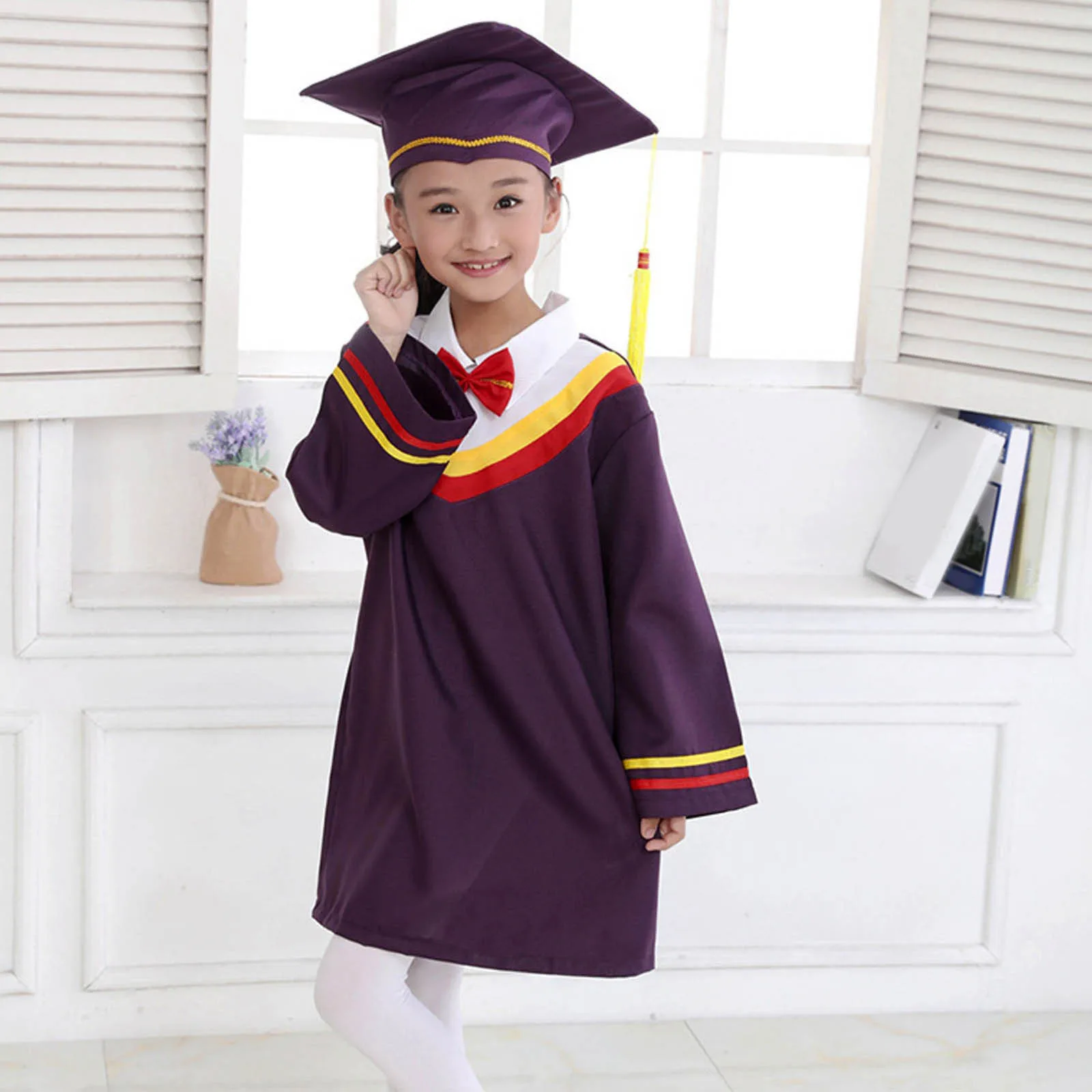 Gorro de graduación para niños pequeños, traje de ceremonia, ropa de graduación primaria