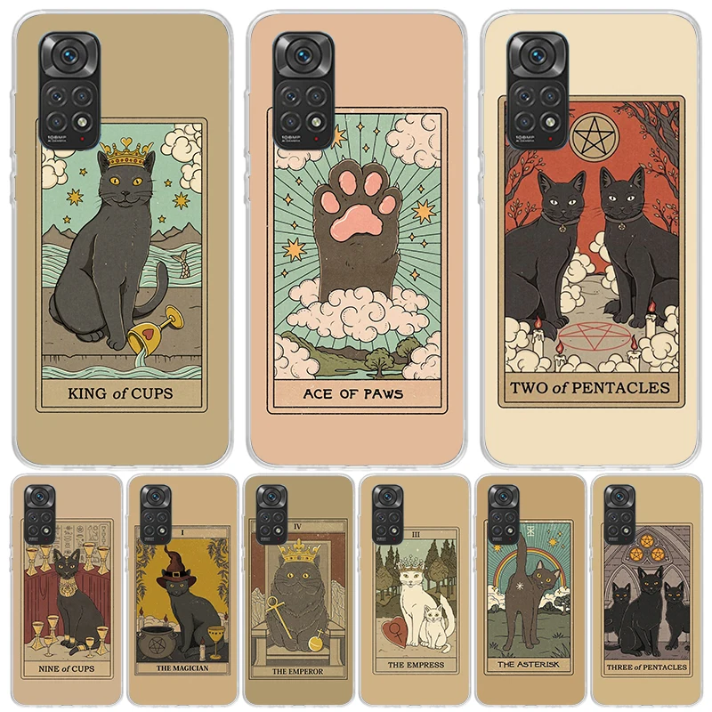 Tarot Card Cute Art Cats Case Phone Cover for Xiaomi Redmi Note 13 12S 12 11S 11 11T 11E 10S 10 Pro Plus 9S 9 8T 8 5G Trend Fund