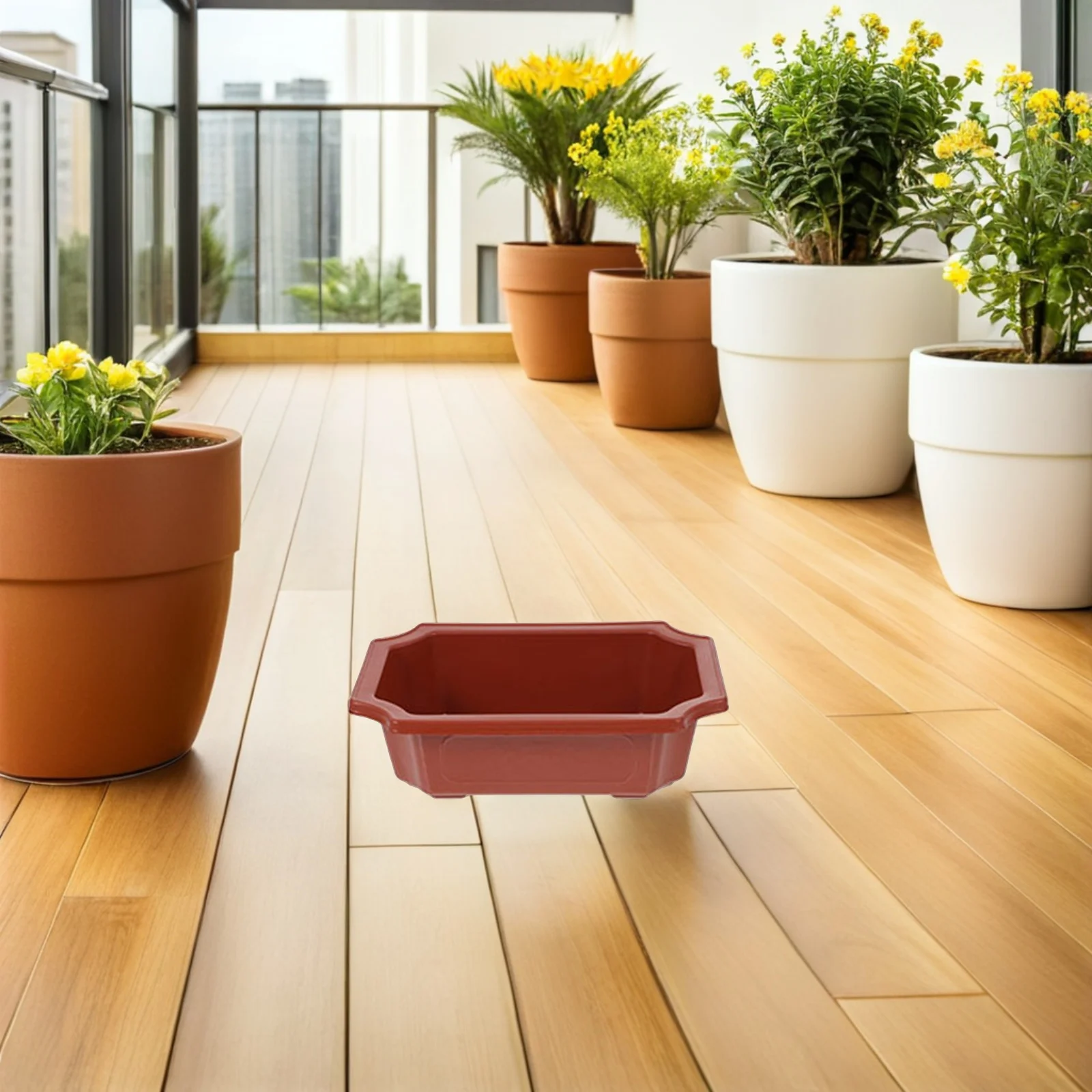 

10Pcs Rectangular Vintage Style Plastic Bonsai Pots Classic Reusable Flower Planting Containers for Succulents Cactus Indoor