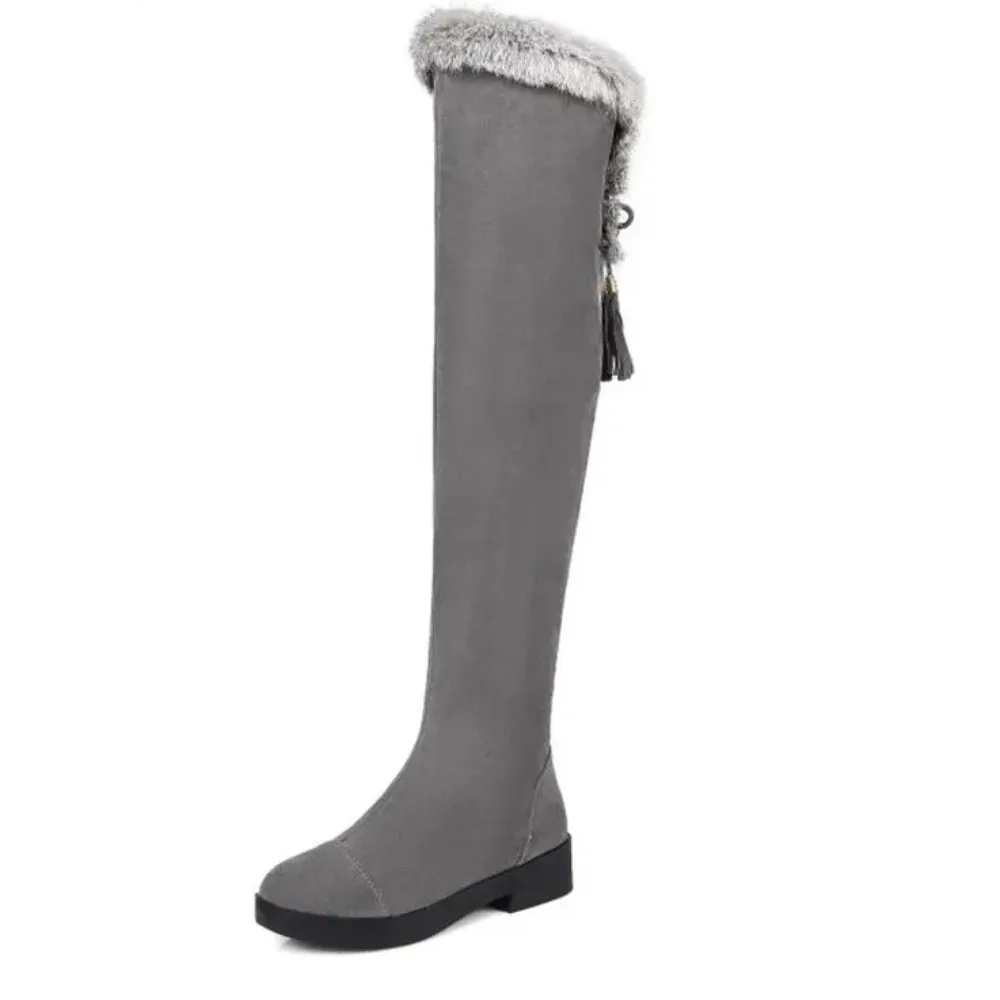 QPLYXCO New sale fashion Big Size 34-43 Russia Women Winter Warm Snow boots over the knee Long Botas Ladies fur shoes C9-7