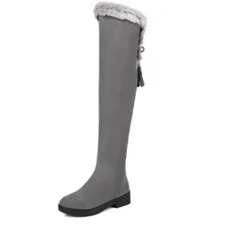 QPLYXCO New sale fashion Big Size 34-43 Russia Women Winter Warm Snow boots over the knee Long Botas Ladies fur shoes C9-7