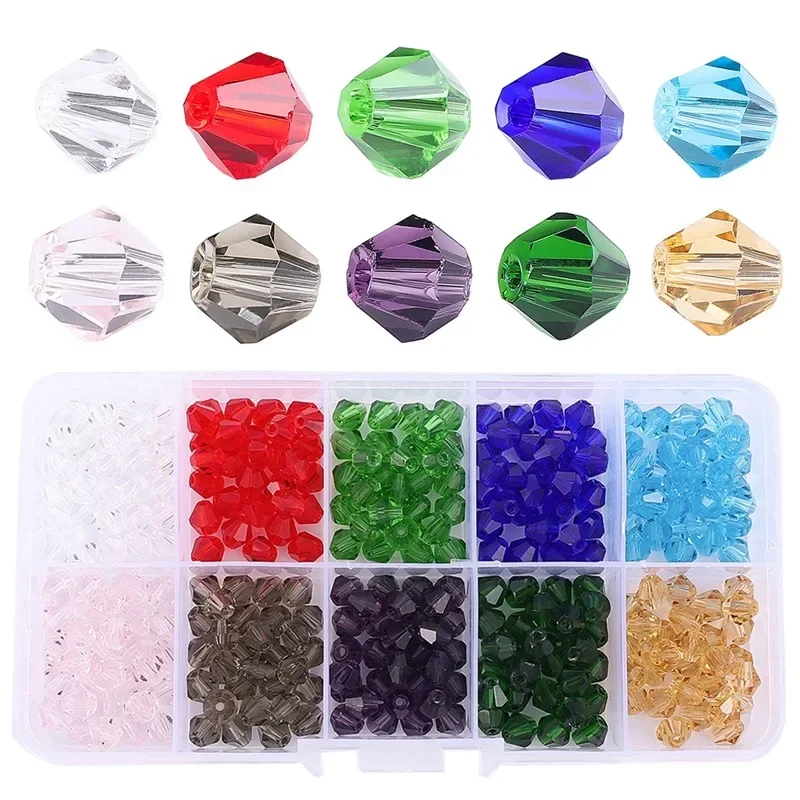 4mm 6mm Transparent Crystal Acrylic Bicone Beads Loose Briolette Spacer Beads for Necklace Bracelet Jewelry Making DIY