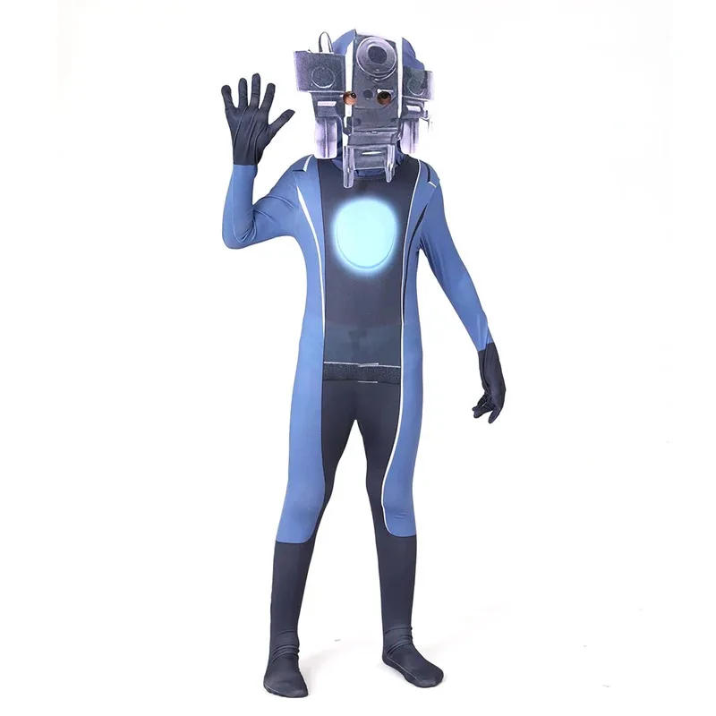 Kostum Halloween 2025 yiyi Game Skibidi Toilet Cameraman Kamera Speaker TV Toilet Man Anak Dewasa Headgear Jumpsuit