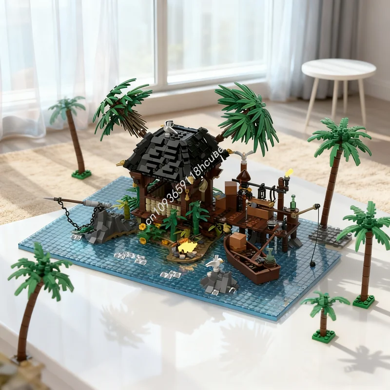 816 Piezas MOC Puerto Sauvage Isla Pirata, Bloques de Construcción de Modelos, Juguetes para Armar, Regalos para Festivales, Idea de Regalo de Cumpleaños