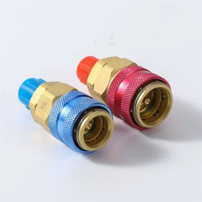 Durable-2PCS R134 H/L Quick Coupler Connector อะแดปเตอร์ทองเหลืองเครื่องปรับอากาศสารทําความเย็นชาร์จ Apdater เครื่องมือ