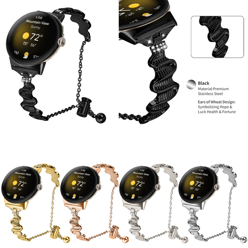 Bracelet en diamant pour Google Pixel Watch 3, 41mm, en métal, pour Google Pixel Watch 3/2/1 41mm, Bracelet de remplacement pour femmes