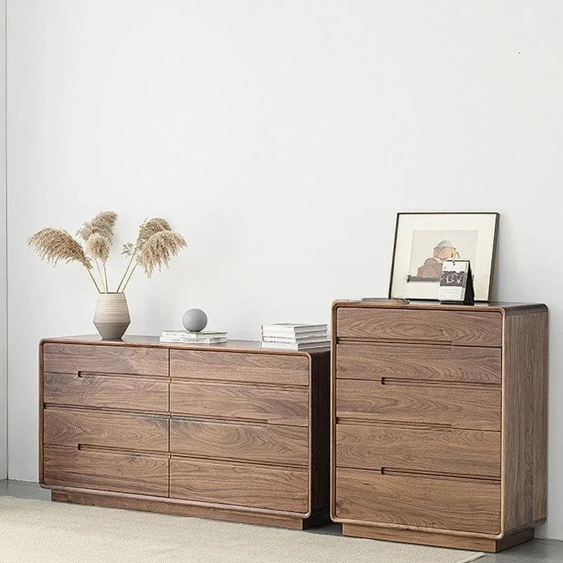 North American black walnut eight-bucket cabinet, simple and modern pure solid wood drawer cabinet