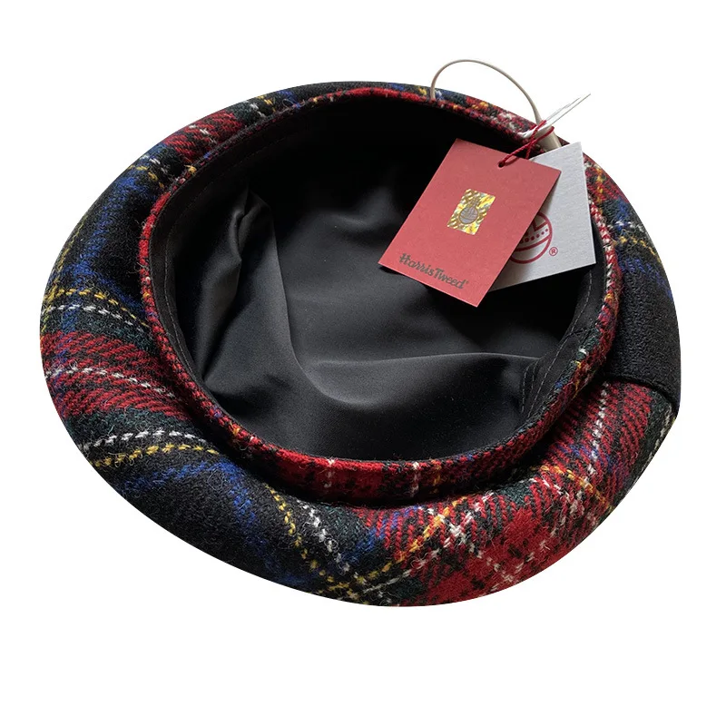 Autumn Winter Purple Beret for Women | 100% Pure Wool Harris Tweed Fashion Luxury Vintage British-Style Artist Hat