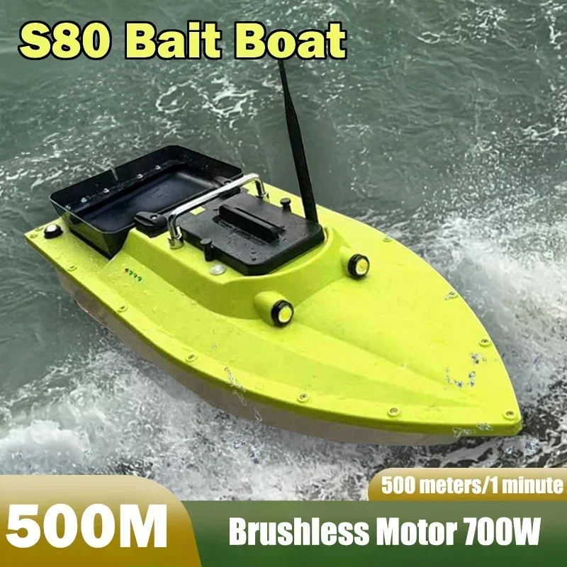 New Type S80 Remote Control Bait Boat 500M Intelligent Cruise 40 Positioning Brushless Motor 2kg High Speed Netting Carp Boat