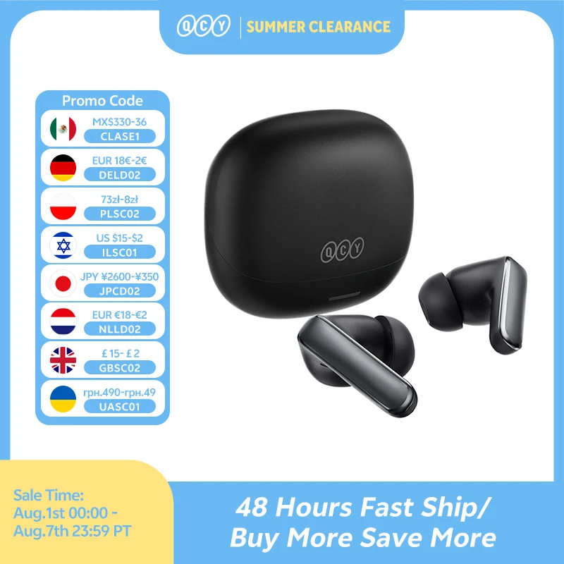 QCY HT21 Wireless Earphones Melobuds N65 -60dB AI Adaptive ANC Earbuds Bluetooth 6.0 LDAC 