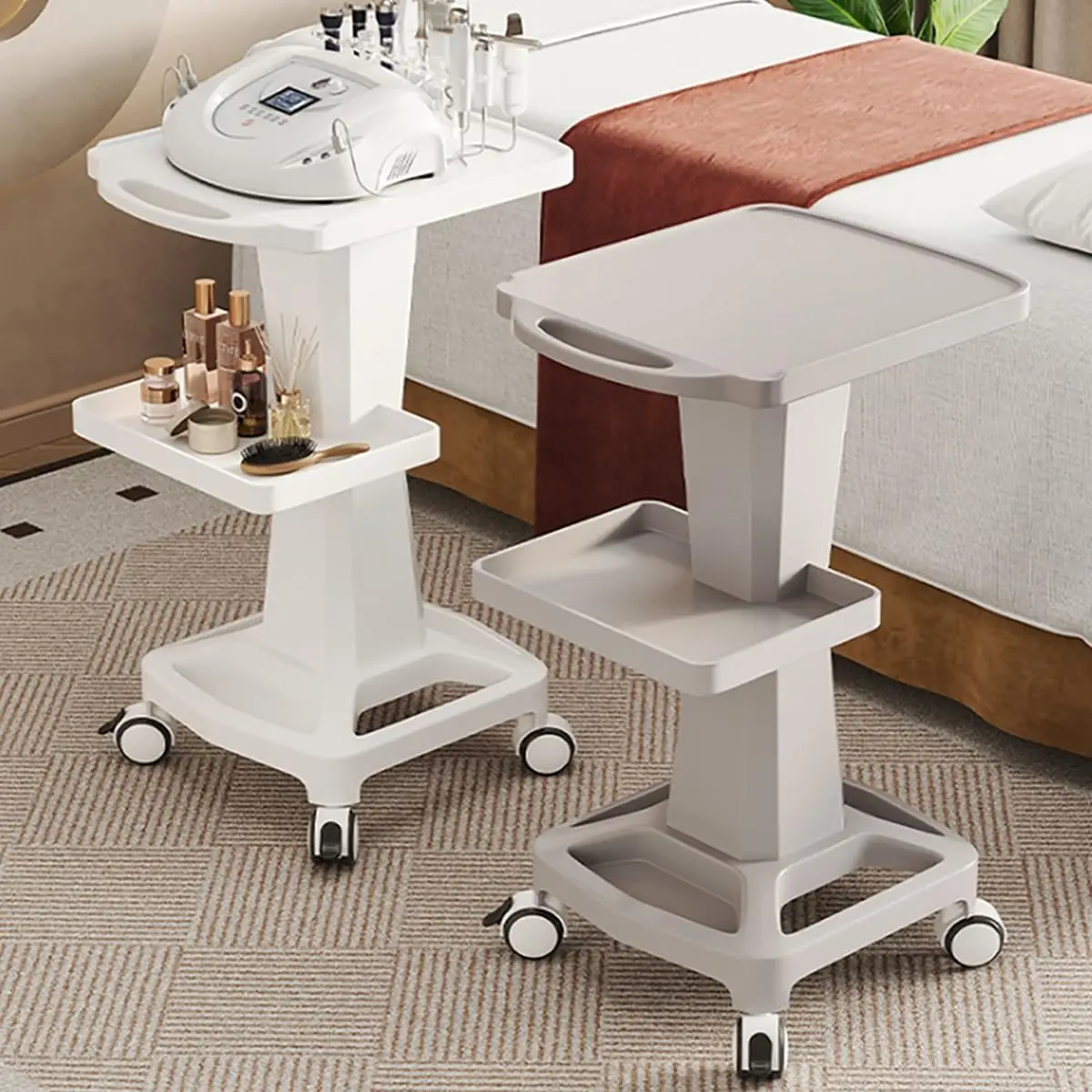 Medical Cart Rolling Esthetician Cart With Armrest Mobile Hairstylist Tray With Storage Versatile Utility Cart For Physiotherapy