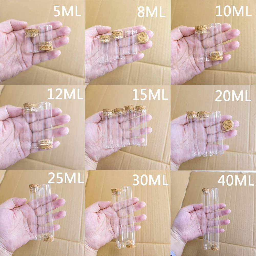 

50Pcs Empty Glass Bottles Refillable Eco-Friendly Vials Decoration Present Festival Gifts Jars Cosmetic Containers