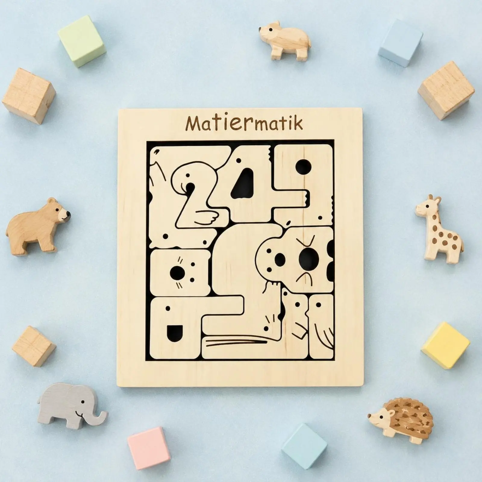 

Creature Number Brain-Teaser Decorative Wooden Creature Brain-Teaser Board Wooden Learning Blocks Fine Locomotor Skills