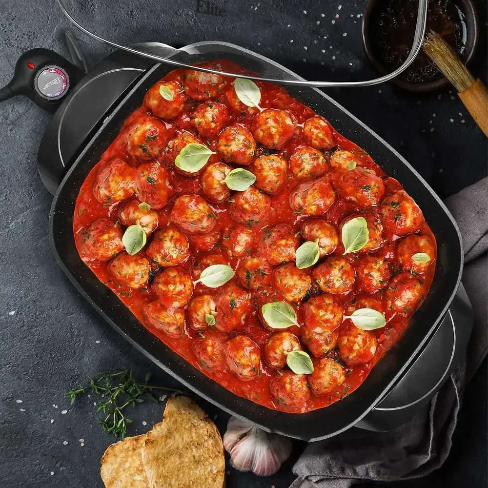 EG-6203# Extra Deep 16"x13"x3.2" (10.5Qt.) Scratch Resistant, Easy Pour Spout Dishwasher Safe, Non-stick Electric Skillet