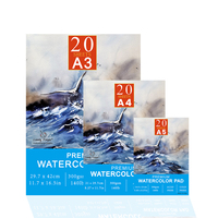 Watercolor Paper A3/A4/A5 300gsm - Professional Artists Water Colour Pad with 20 Sheets - Art Paper for Mixed Media Drawing