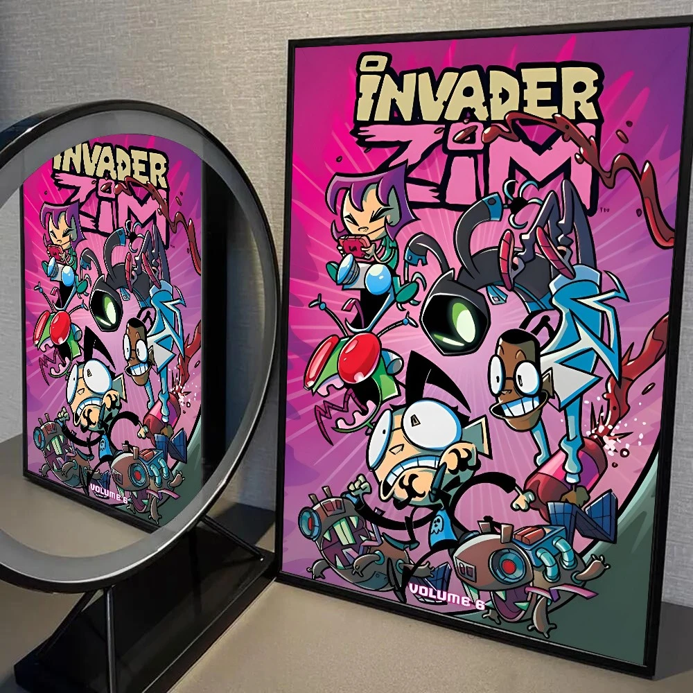 Pintura al óleo digital DIY, arte de pared I-Invader Z-Zim, decoración de pared de cafetería y bar, regalo