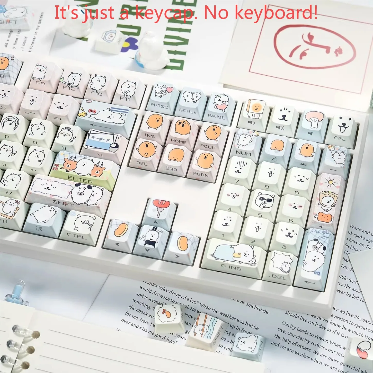 130 Keys Side Engraved Translucent PBT Keycaps Cherry Cute Bear Theme for Mechanical Keyboard 68 87 98 108