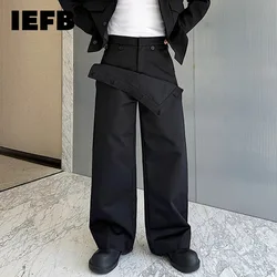 IEFB New Fashin Korean Style Men's Casual Pants Double-layer Straight Wide Leg Pants Solid Color Niche Stylish Men Wear 9C7056