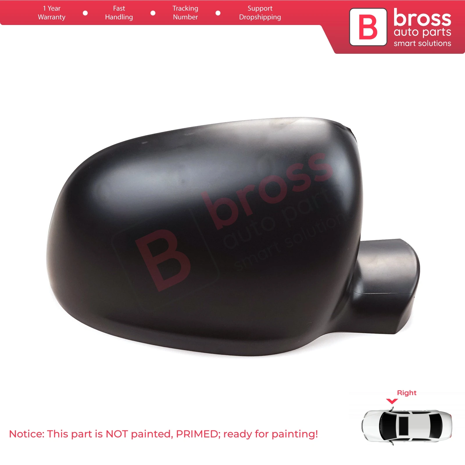 

BSP1107-2 Car Side Mirror Shell Cap Cover Right 963029296R for Renault Kangoo Mercedes Citan W415 W420 Nissan Townstar NV250