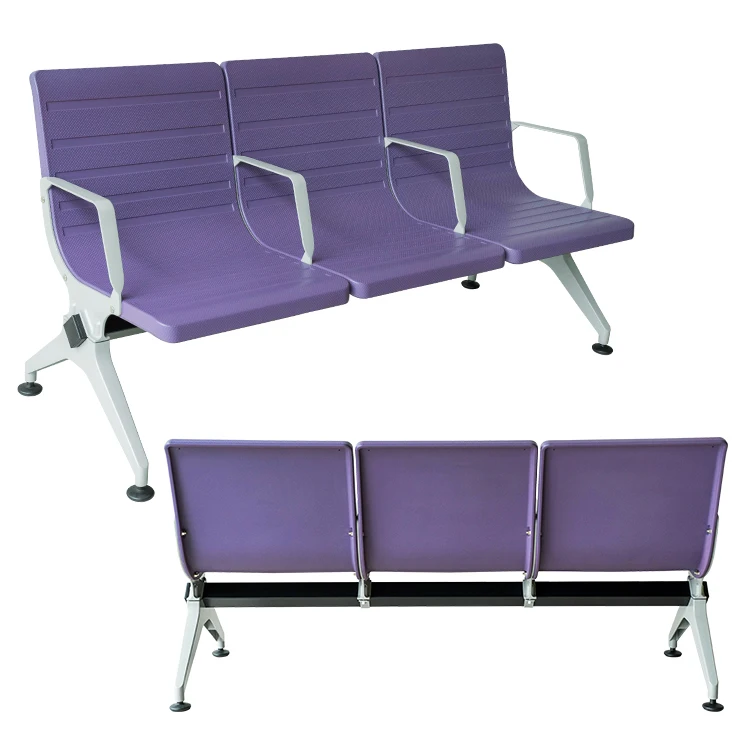 Modern High-Strength Aluminum Alloy Armrest Purple Waiting Chairs For Hospital Public Waiting Rooms-Durable Commercial Furniture