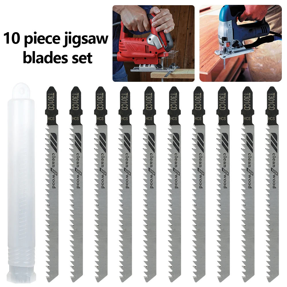 10/20Pcs Jigsaw Blade Set T301CD T-Shaft HCS Jig Saw Blades for Wood Plastic Metal Cutting Woodworking DIY Power Tool Accessory