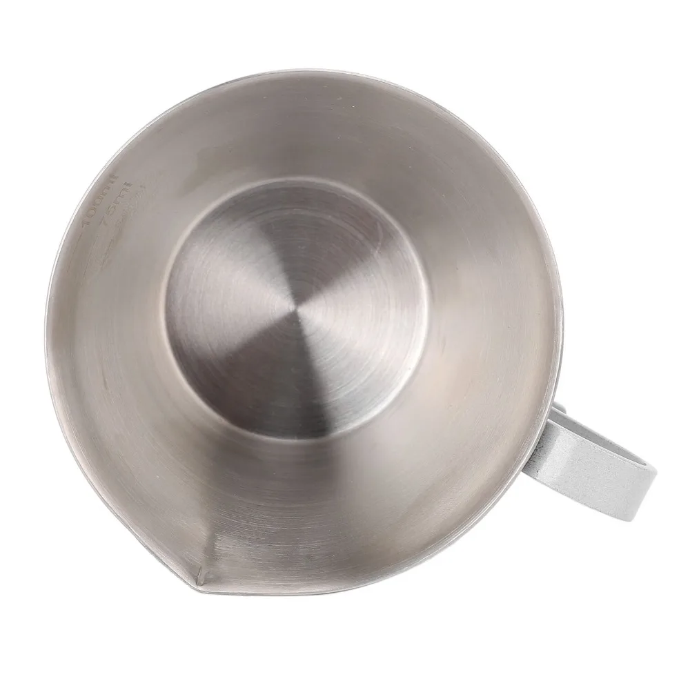 304 Stainless Steel Coffee Measuring Cup 100ML Capacity Anti Spill Design Coffee Shot Cup Etched Measurements V Shaped Spout
