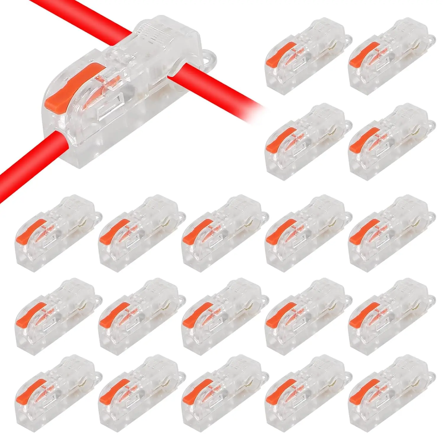 20 STKS T Tap Draad Connectors Disconnect Terminals, Laagspanning Draad Splitter Connector Push-in, Hendel Quick Draad Connectors