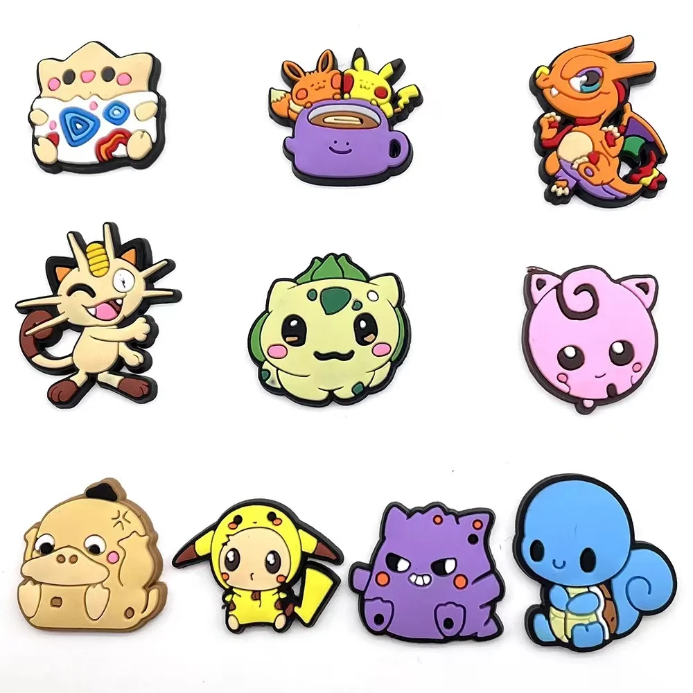 Miniso 1 peça de amuletos de sapato pokémon fofos diy acessórios de jardim amuletos de fivela decorar presentes para crianças