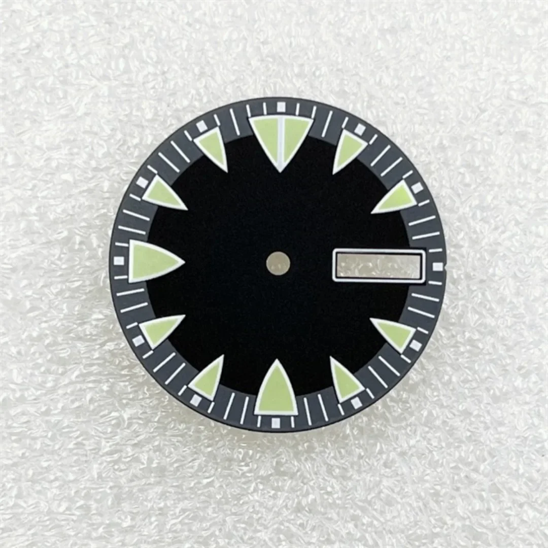 28.5mm NH36 Watch Dial Triangular Scale Dial Green Luminous Mechanical Watch Face for NH36A Dive Watch Conversion Parts