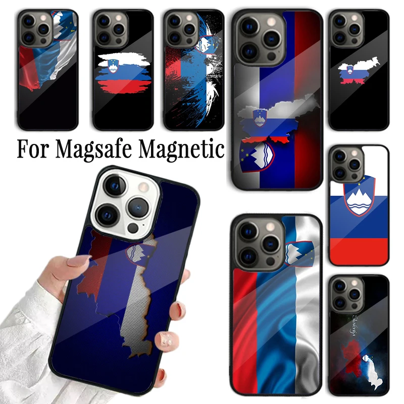 

Чехол для Телефона iPhone 16 15 14 13 12 Mini 11 Pro Max Plus Magsafe, магнитный чехол с беспроводной зарядкой, словенский флаг