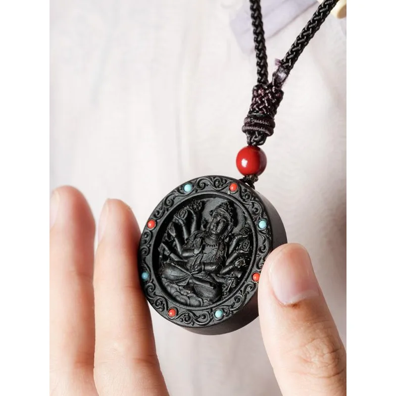 Black Sandalwood Pendant with Twelve Zodiac Signs Original Destiny Buddha Guardian Submerged Water Level Incense Buddha Plaque