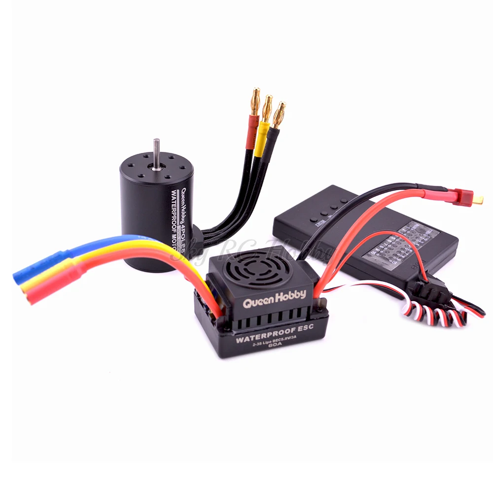 Waterproof 3650 3900KV 4300KV / 3660 3300kv 3800kv Brushless Motor 60A ESC Programmer Card Combo Set for 1/10 1:10 RC Car Truck