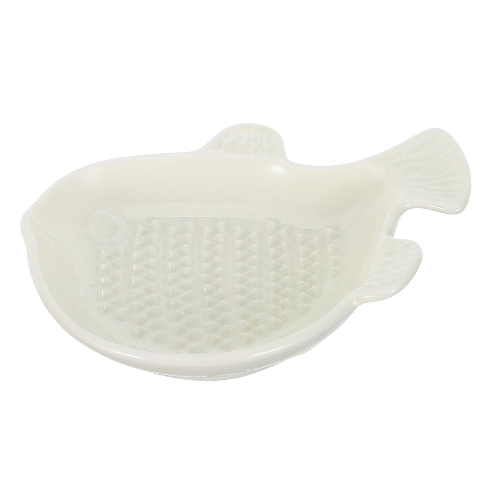 Ceramic Ginger Grater Plate Fish Shaped 4.8x3.5 Kitchen Garlic Grinding Dish with Cleaning Brush Fine Grinding Plate for Spices