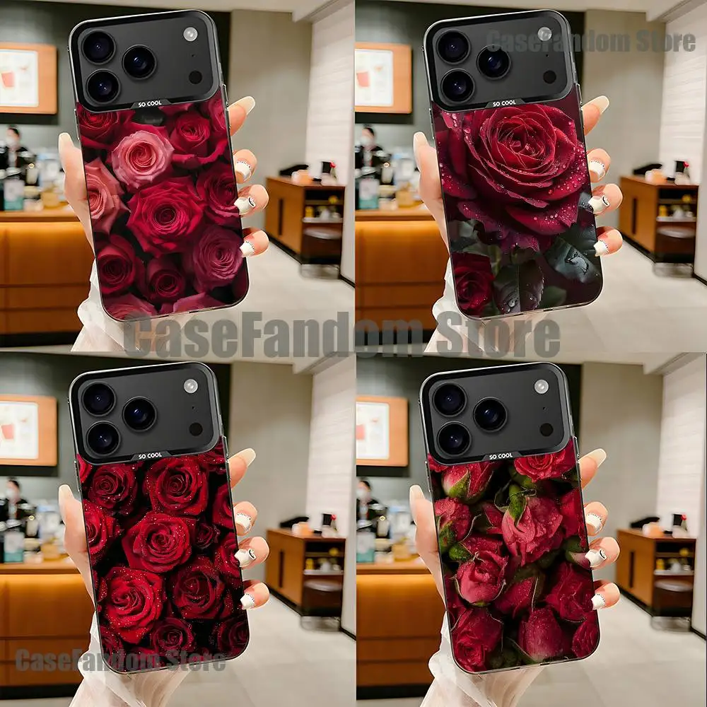 

Red Rose Flower Colorful For Black Candy Matte Cover iPhone 17,16,15,14,13,12,11,Pro,MAX,Plus