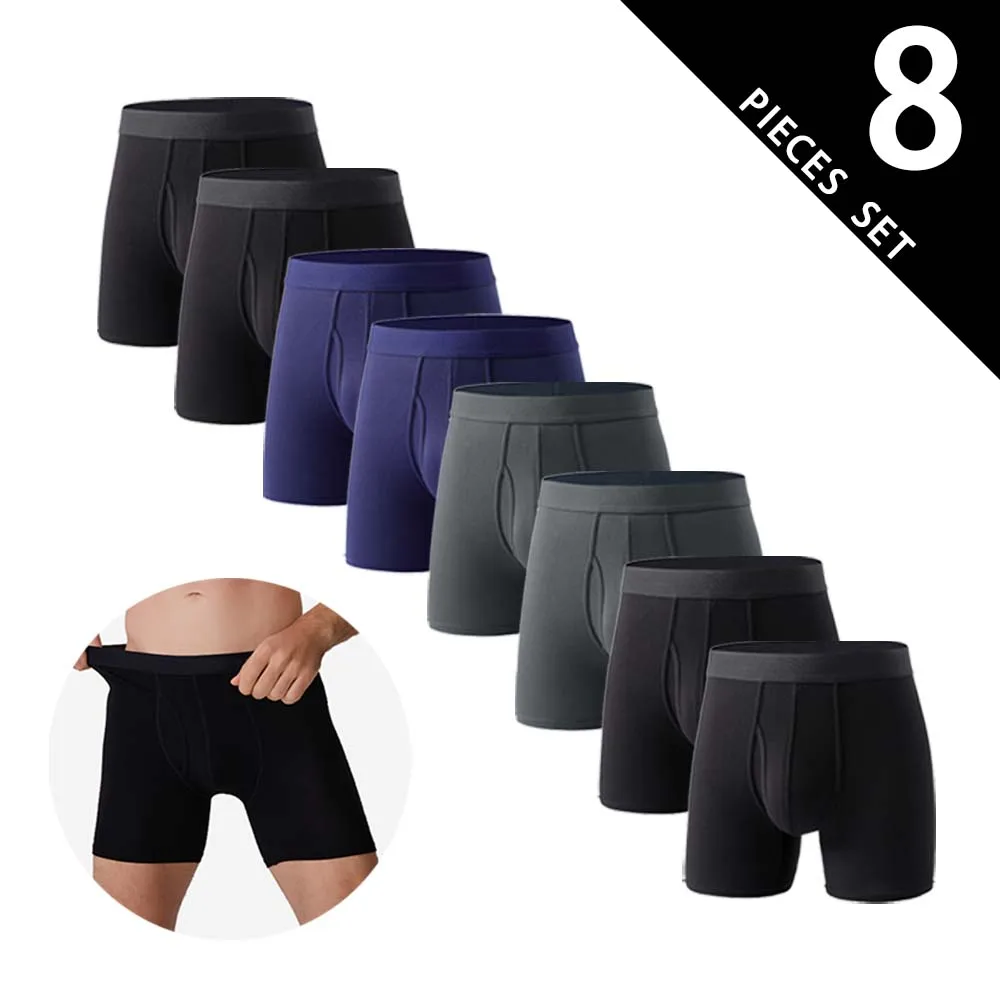 

8 шт. мужского нижнего белья из бамбукового волокна, мягкие, приятные для кожи, сексуальные, длинные боксеры, влагоотводящие и потоотводящие, размеры XS-XXL