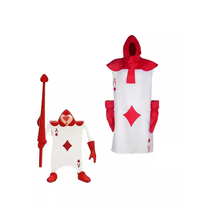 Halloween New Spades Poker Spot Poker Red Jumpsuit Party Performance Costume Funny Cos Suit Anime Cosplay