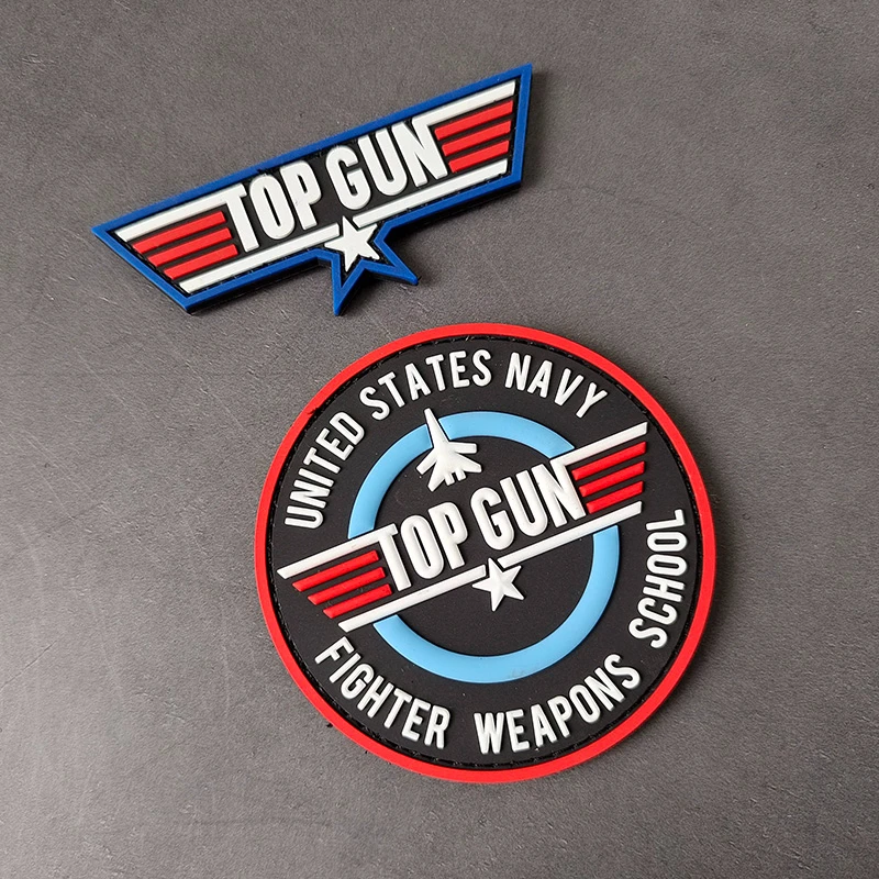 

Top Gun Pilot Tactical Patch American Air Force Morale Badge Hook and Loop PVC Patches Backpack Decorative Sticker