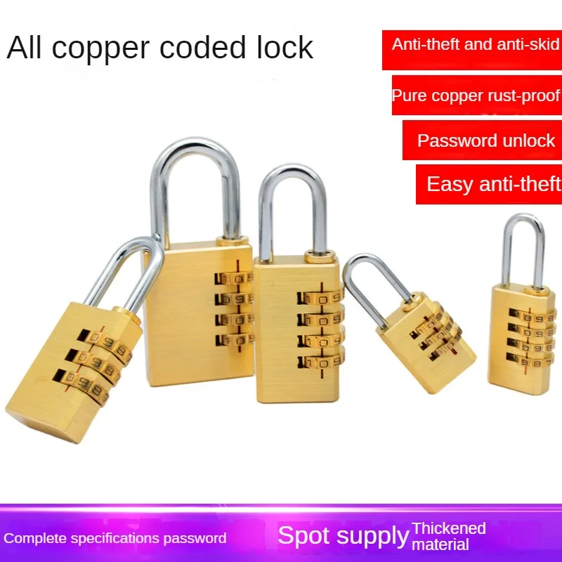 New Mini TSA Customs Pure Copper 3 Digit 4 Digit Password Lock for Travel Luggage Contrast Design Padlock Cabinet Locker Padlock