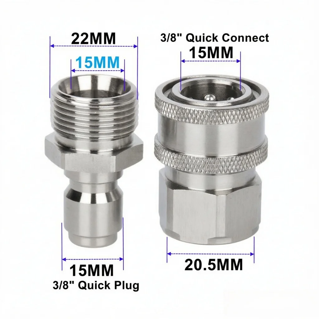 Car Wash Gun Hose Quick Connect 3/8" Fast Release Adaptors High Pressure 4500 PSI With M22 14MM/15MM image 5