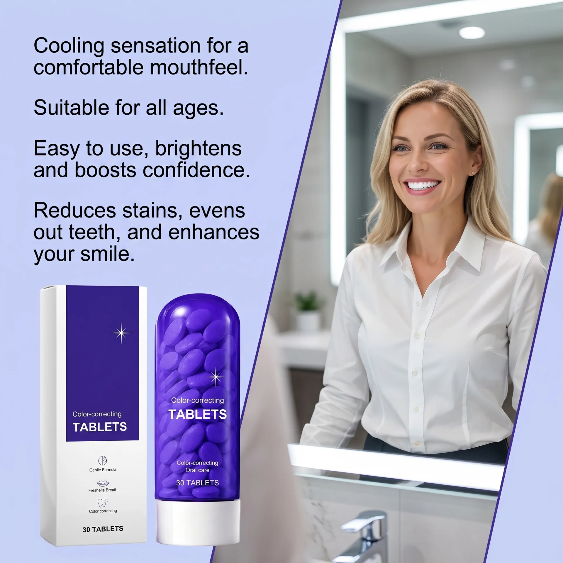 Purple Chewable Toothpaste Tablets Mint Fresh Oral Deep Cleaning Stain Removal Fresh Breathing Business Trip Outdoor Activities
