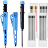 ~A61Z Works With Cap On-55Mm Long Nib Carpenter Pencil Set-2 Deep Hole Marking Pencils With 4 Boxes Of 36 Refill Leads, DIY C