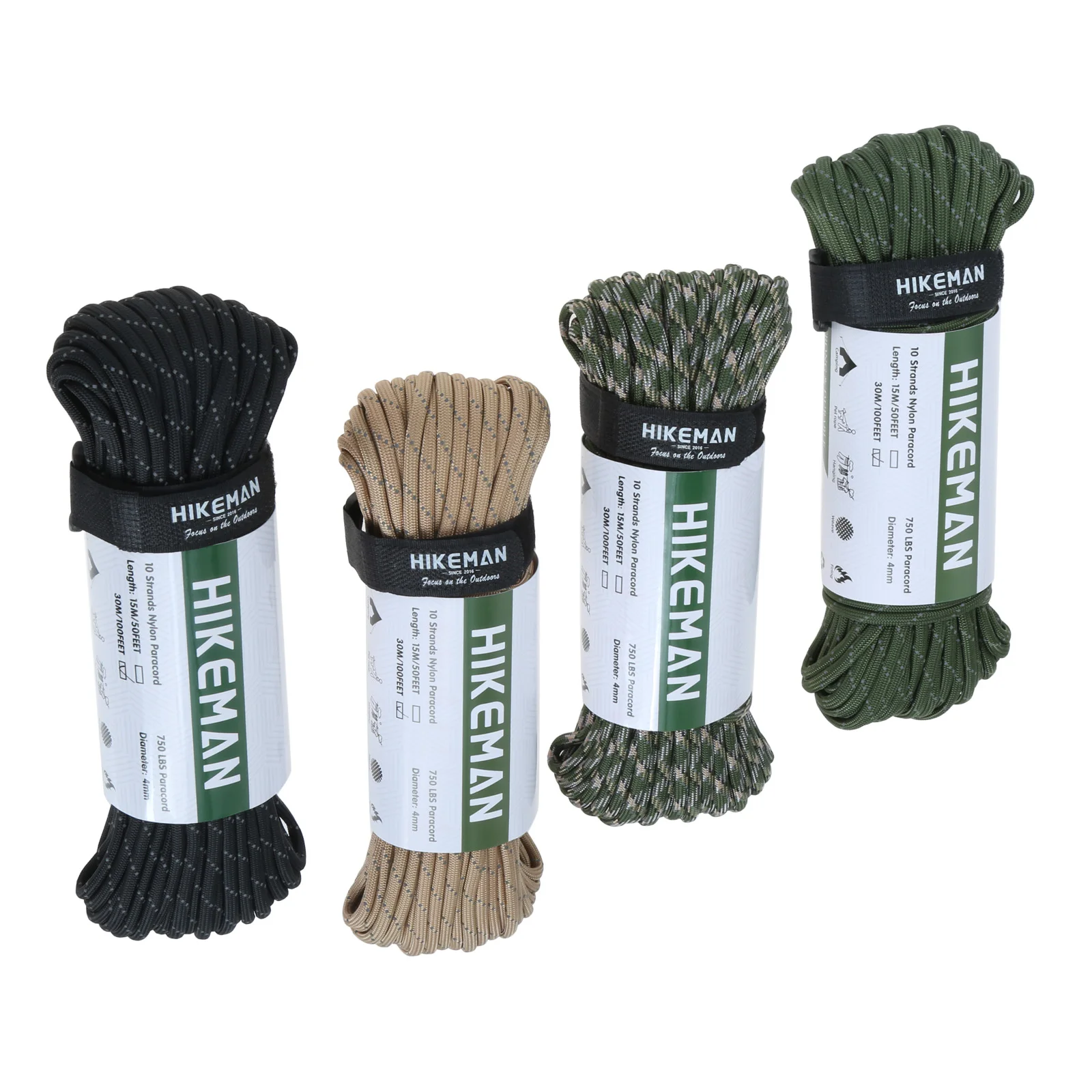 

10-Core Reflective Paracord Rope 4mm Dia. Outdoor Polyester Parachute Cord Camping Survival Umbrella Tent Bundle Field Lifeline