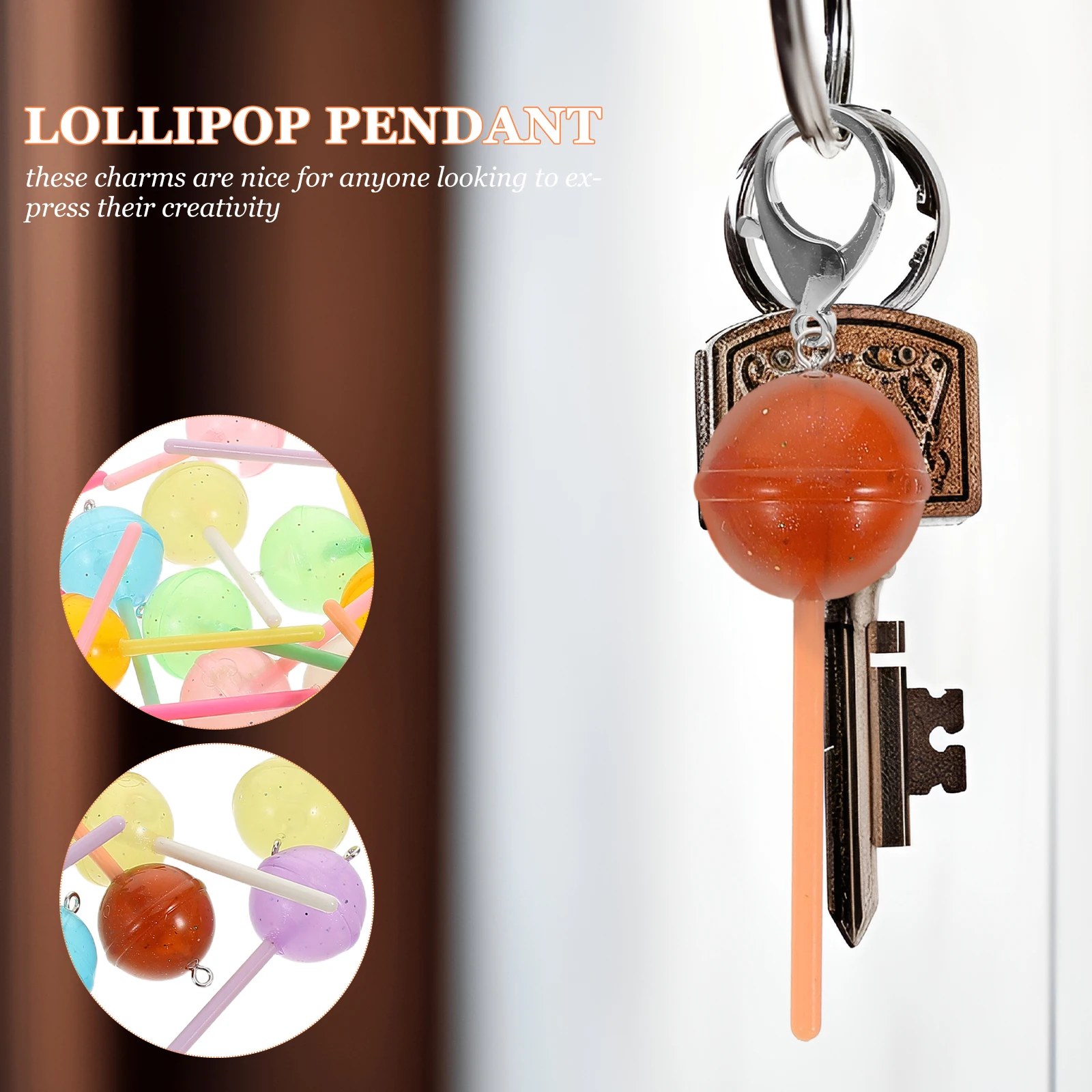 

24pcs Lollipop Charm Keychain Acrylic Candy Earrings DIY Jewelry Making Accessories Food Charms Glow-in-the-Dark Pendant