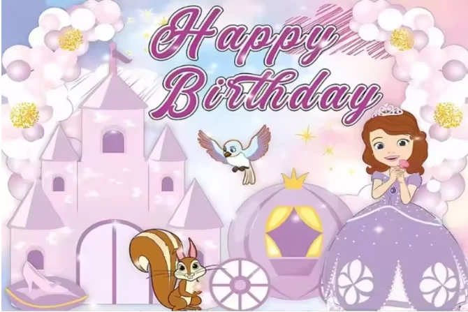 خلفية التصوير الفوتوغرافي صوفيا الأميرة الفتيات حفلة عيد ميلاد خلفية غرفة نوم الديكور راية استحمام الطفل لاستوديو الصور