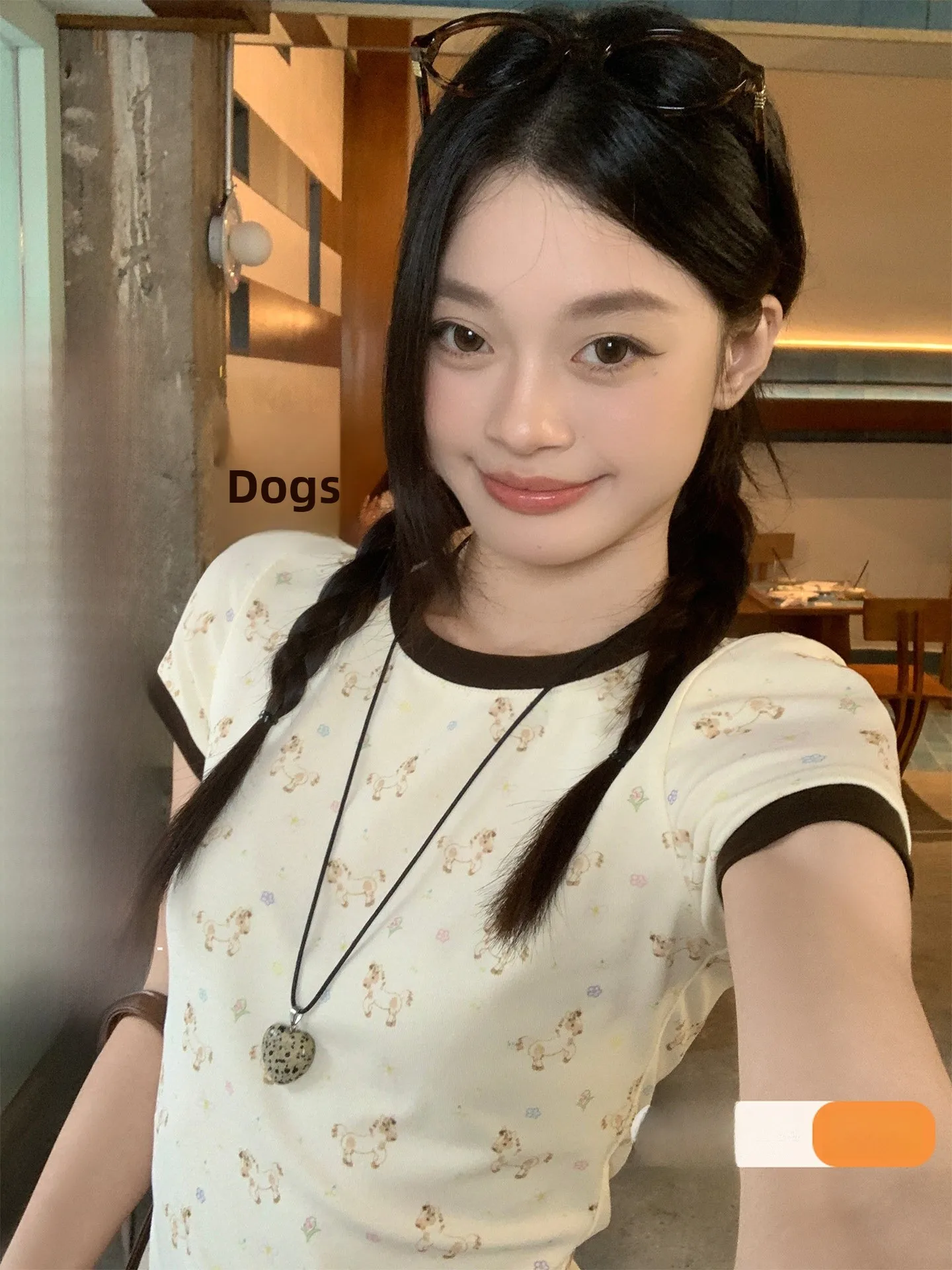 

Song Zhengen Print Color Block Short Sleeve T-Shirt Women's Summer 2026 New Korean Style Slim Fit Top Commute Style
