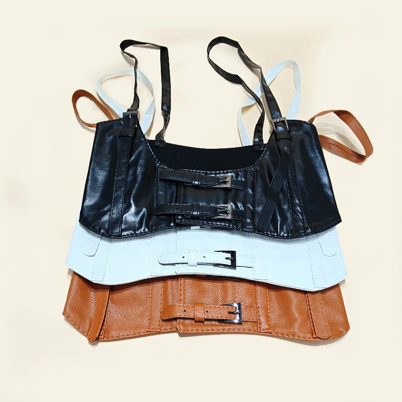 女性トレンドパンクアンダーバストコルセットベルトストリートスタイルワイドウエストバンドコルセットハーネス革ベルト女性ゴシック服 Accessorie