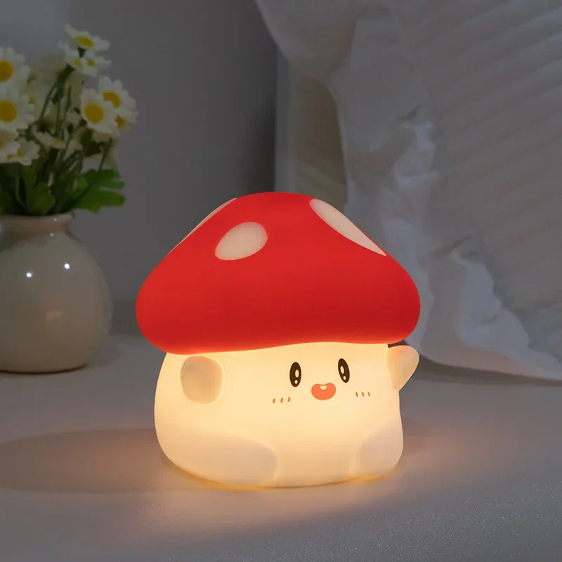 

Mushroom LED Night Light Soft Silicone Sleeping Nursery Night Light Dimmable Timer Rechargeable Lamp Baby Bedside Room Decor