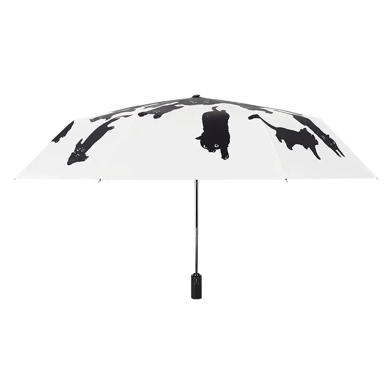 Automatic Triple Folding Umbrella Sunshine and Rain Folding Umbrella Automatic Folding Umbrella UV Protection Creative Umbrella