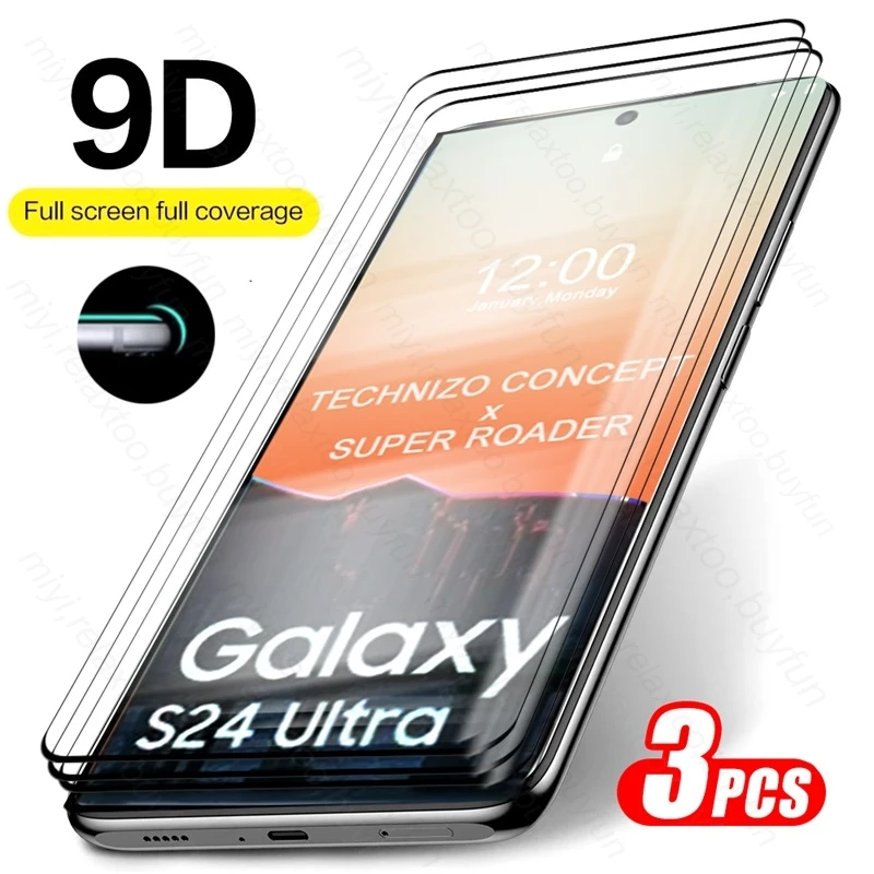 

S24Ultra стекло 3 шт. 19D изогнутое закаленное стекло для Samsung Galaxy S24 Ultra Защитная пленка для экрана Samsungs S 24 Ultra Plus S24 +